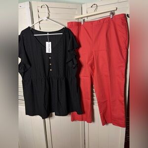 Two piece outfit including NWT Alfred Dunner pants and a NWT Amazon top